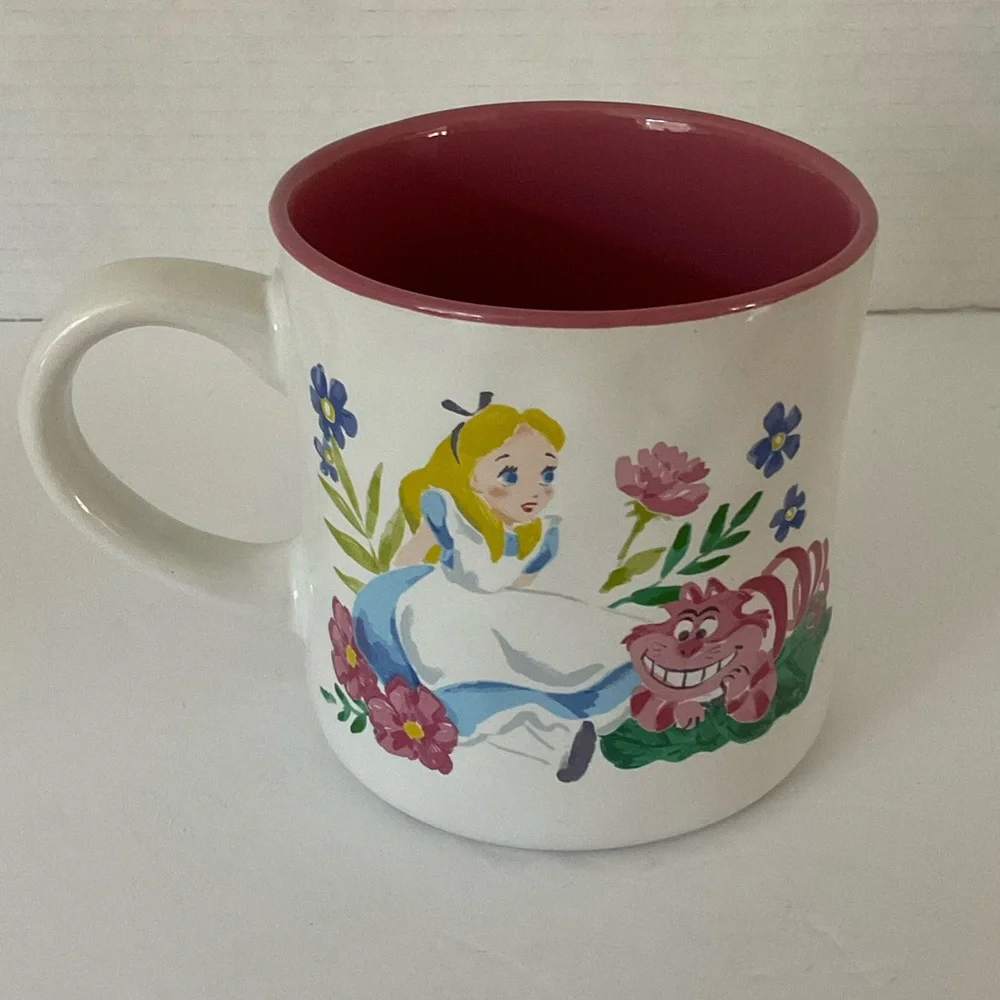 Disney ALICE in WONDERLAND and CHESHIRE‎ CAT Watercolor Double Sided Mug - NEW